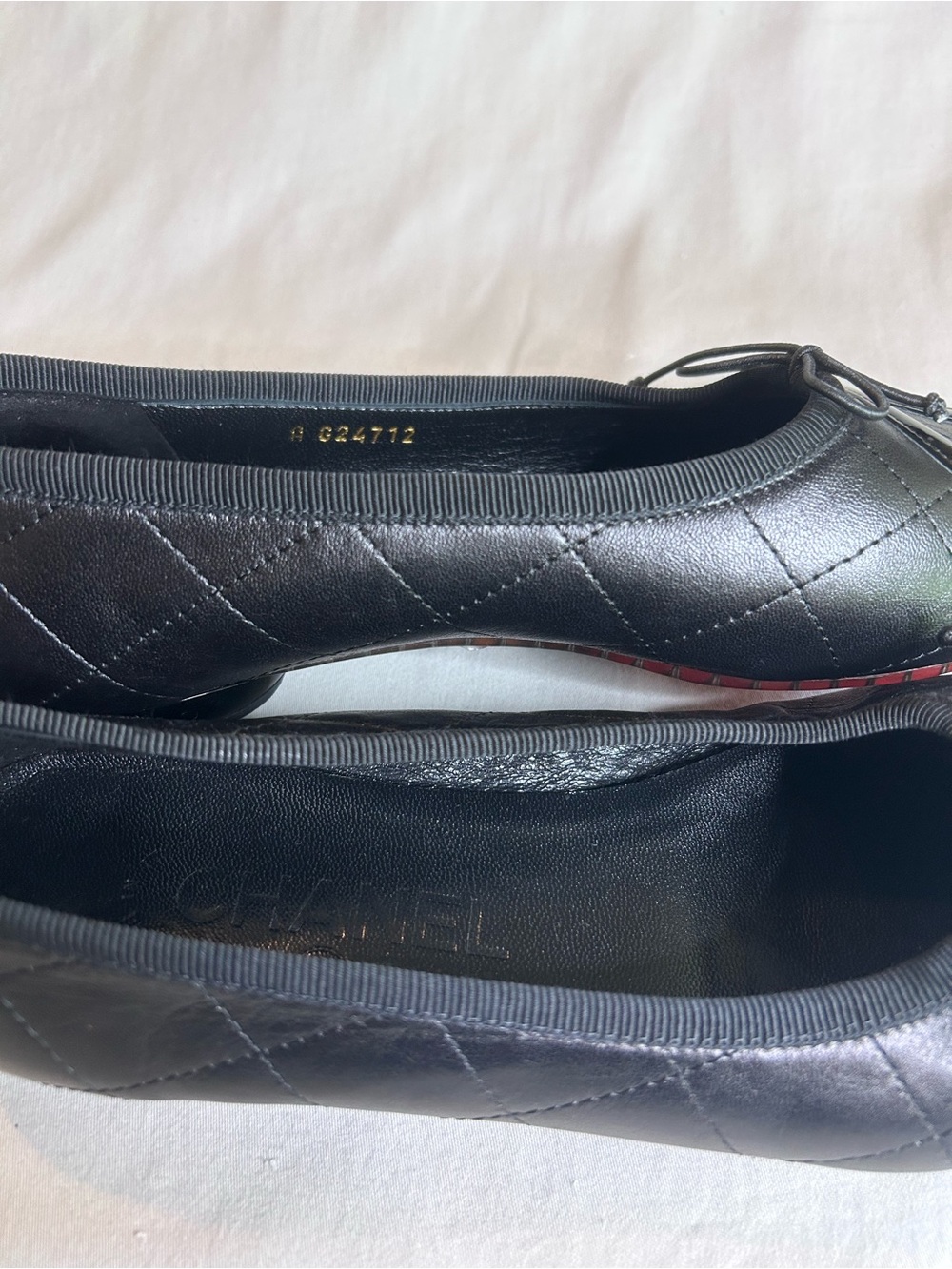 Authentic CHANEL Quilted Lambskin CC Logo Ballet Flats - Picture 8 of 9